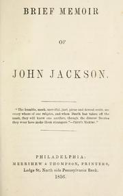 Cover of: Brief memoir of John Jackson | John Jackson