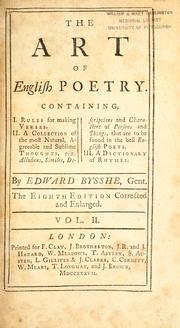 Cover of: The art of English poetry by Edward Bysshe