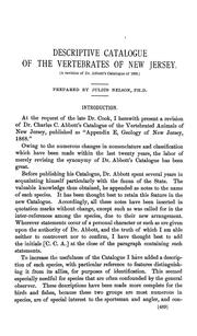 Cover of: Catalogue of vertebrates found in New Jersey: [(A revision of Dr. Abbott's catalogue of 1868) prepared by Julius Nelson]