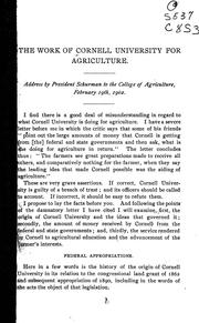 Cover of: The work of Cornell university for agriculture by Jacob Gould Schurman