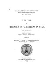 Cover of: Report of irrigation investigations in Utah