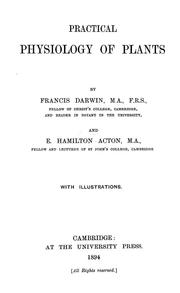 Practical physiology of plants by Darwin, Francis Sir