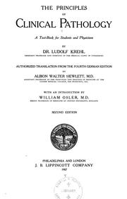 Cover of: The principles of clinical pathology by Krehl, Ludolf