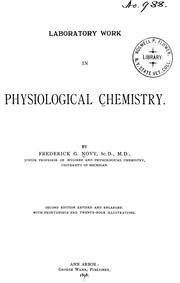 Cover of: Laboratory work in physiological chemistry