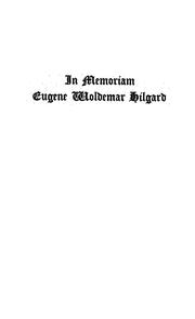Cover of: In memoriam Eugene Woldemar Hilgard by Eugene W. Hilgard