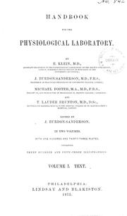 Cover of: Handbook for the physiological laboratory