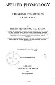 Cover of: Applied physiology by Hutchison, Robert Sir