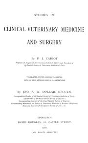 Cover of: Studies in clinical veterinary medicine and surgery by P. J. Cadiot