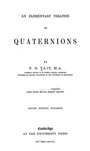 Cover of: An elementary treatise on quaternions