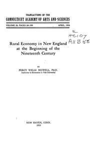 Cover of: Rural economy in New England at the beginning of the nineteenth century