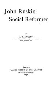 Cover of: John Ruskin, social reformer