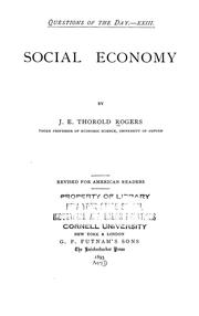 Cover of: Social economy by Rogers, James E. Thorold