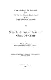 Cover of: Scientific names of Latin and Greek derivation