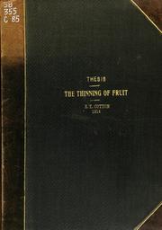 Cover of: The thinning of fruit