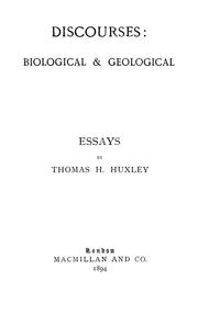 Cover of: Discourses: biological & geological: essays