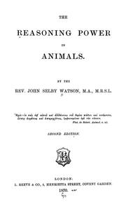 Cover of: The reasoning power in animals