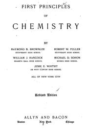 Cover of: First principles of chemistry