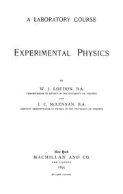 Cover of: A laboratory course in experimental physics