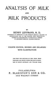 Cover of: Analysis of milk and milk products