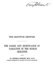 Cover of: The range and significance of variation in the human skeleton