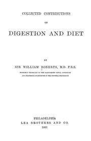 Cover of: Collected contributions on digestion and diet