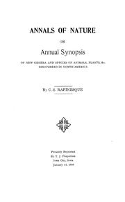 Cover of: Annals of nature by Constantine Samuel Rafinesque