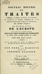 Cover of: [Recueil de traités]: Nouveau recueil de tra traités ... depuis 1808.