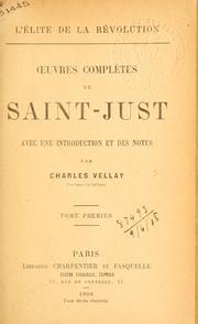 Cover of: Oeuvres complètes by Saint-Just