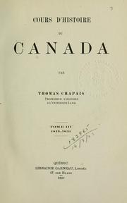 Cover of: Cours d'histoire du Canada by Chapais, Thomas