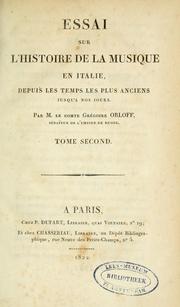 Cover of: Essai sur l'histoire de la musique en Italie: depuis les temps les plus anciens jusqu'à nos jours.