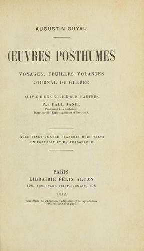 Oeuvres posthumes by Augustin Guyau