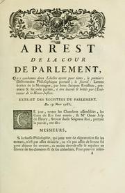 Cover of: Arrest de la Cour de Parlement by France. Parlement (Paris)