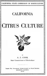 Cover of: California citrus culture