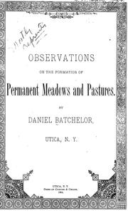 Cover of: Observations on the formation of permanent meadows and pastures