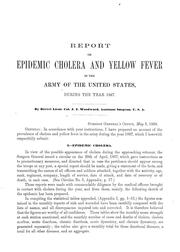 Cover of: Report on epidemic cholera and yellow fever in the Army of the United States, during the year 1867