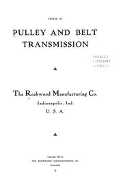 Cover of: Pulley and belt transmission ... by Rockwood Manufacturing Company.