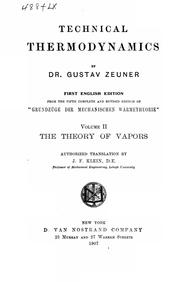Cover of: Technical thermodynamics | Gustav Anton Zeuner