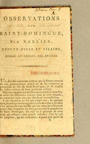 Cover of: Observations sur Saint-Domingue by Louis Antoine Esprit Rallier