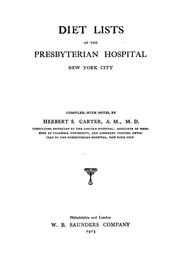 Cover of: Diet lists of the Presbyterian Hospital, New York City by Carter, Herbert Swift