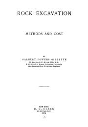 Cover of: Rock excavation, methods and cost