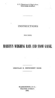 Cover of: Instructions for using Marvin's weighing rain and snow gauge ...