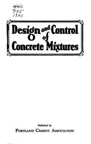 Cover of: Design and control of concrete mixtures