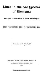 Lines in the arc spectra of elements by F. Stanley