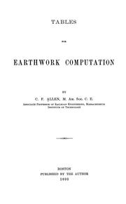 Cover of: Tables for earthwork computation
