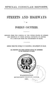 Cover of: Streets and highways in foreign countries by United States. Bureau of Foreign Commerce
