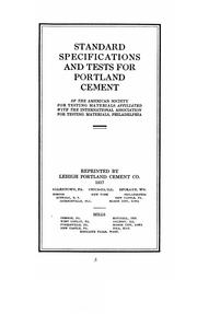 Cover of: Standard specifications and tests for Portland Cement