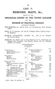 Cover of: Memoirs, maps, &c., issued by the Geological Survey of the United Kingdom and the Museum of Practical Geology