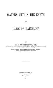 Cover of: Waters within the earth and laws of rainflow