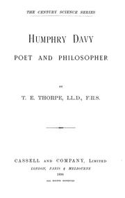 Cover of: Humphry Davy by Thorpe, T. E. Sir