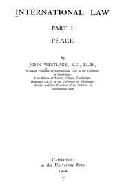 Cover of: International law ... by John Westlake
